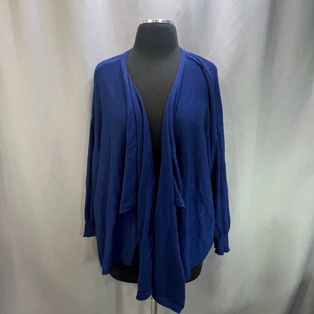 Woman Within Open Front Cardigan Sweater Women 5X Navy Blue Relaxed Asymmetrical